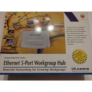 Vintage 1990s Linksys Ethernet 5 Port Workgroup Hub, New Old Stock, Sealed
